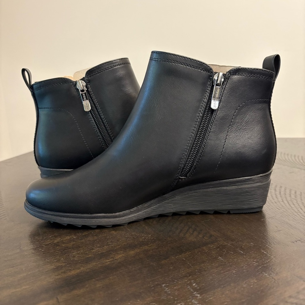 Easy Spirit Black Ankle Boots Women's Size 8W Wide NWOT Side Zipper Wedge Heel - Picture 5 of 11